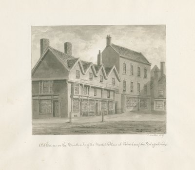 Vieilles maisons du côté sud de la place du marché de Wolverhampton - John Buckler