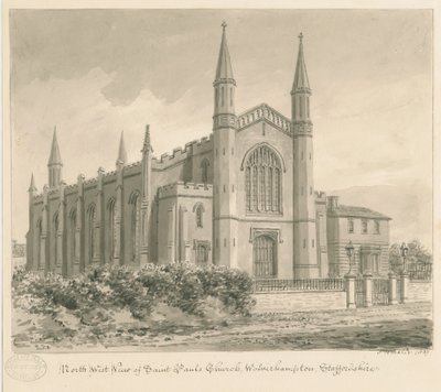 Wolverhampton - Église Saint-Paul : dessin sépia - John Buckler