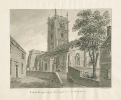 Wolverhampton - Église Saint-Pierre : dessin sépia - John Buckler