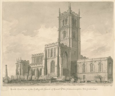 Wolverhampton - Église Saint-Pierre : dessin sépia - John Buckler
