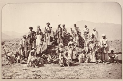 Piquet Afridi près de Jumrood, Khyber et Rotass au loin, vers 1879 - John Burke
