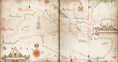 Carte des mers Méditerranée, Noire et Caspienne - John Burston