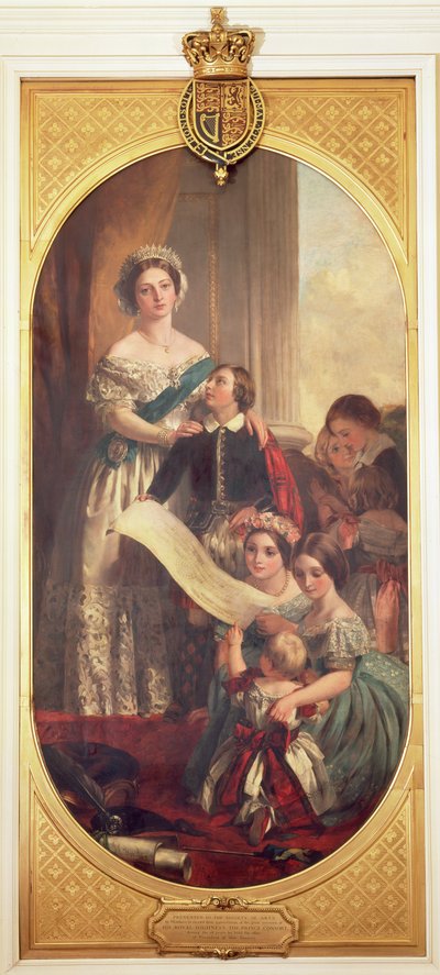 La Reine Victoria (1819-1901) avec Albert Edward, le Prince de Galles, Victoria, la Princesse Royale et d