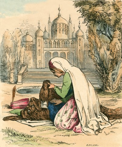 La Belle découvrant la bête dans le jardin - John Callcott Horsley