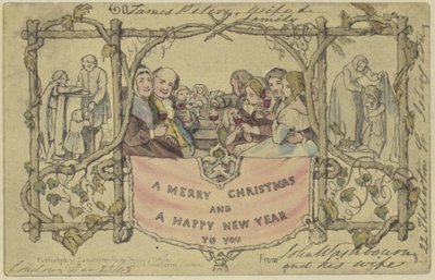 Reproduction fac-similé de la première carte de Noël - John Callcott Horsley