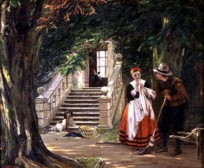 La Flirtation devant la maison du maître - John Callcott Horsley