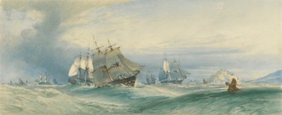 Navires au large du mont Saint-Michel, Cornouailles - John Callow