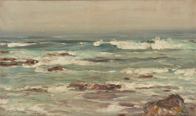 Vagues se brisant sur une côte déserte - John Campbell Mitchell