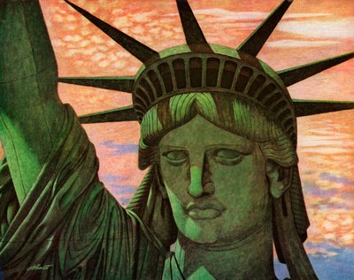 Vue aérienne rapprochée de la Statue de la Liberté - John Carleton Atherton