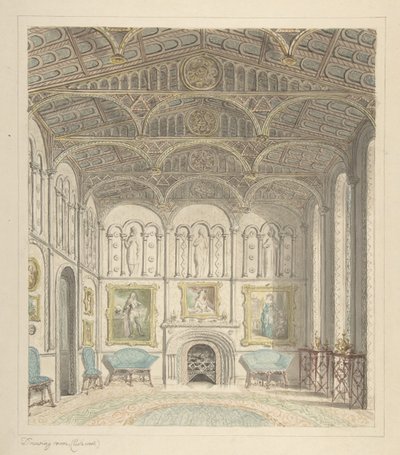 Salon du château de Lea, vue vers l