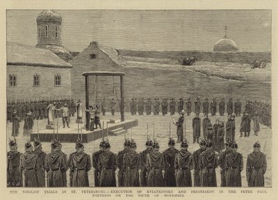 Les procès des nihilistes à Saint-Pétersbourg, exécution de Kviatkovsky et Presniakov dans la forteresse Pierre-Paul le 5 novembre 1880 - John Charles Dollman
