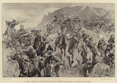 Une poursuite chaude, la cavalerie britannique repoussant un avant-poste boer - John Charlton