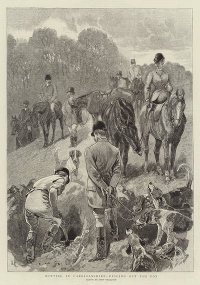 Chasse au Cardiganshire, déterrage du renard - John Charlton