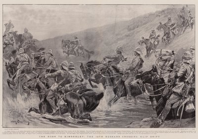 La ruée vers Kimberley, les 10e hussards traversant Klip Drift - John Charlton