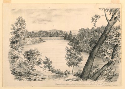 Dessin, Vue de la rivière Conneticut, près de Brattleboro, Vermont, 1854 - John Cheney