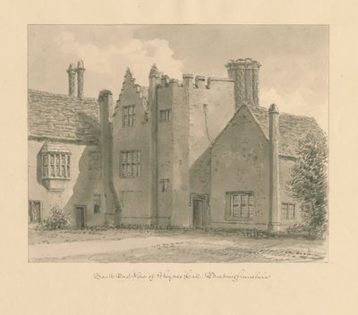 Buckinghamshire - Chenies Hall : dessin sépia, 1824 - John Chessell Buckler