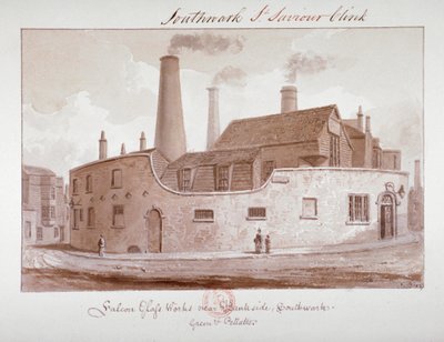 Falcon Glass Works près de Bankside, Southwark, Londres - John Chessell Buckler