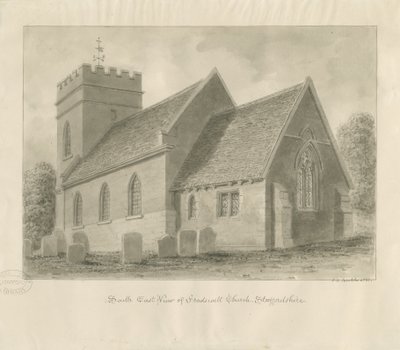 Église de Fradswell: dessin sépia - John Chessell Buckler
