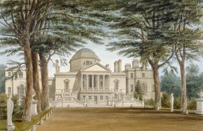 Vue de face de la maison Chiswick, Chiswick, Hounslow, Londres - John Chessell Buckler