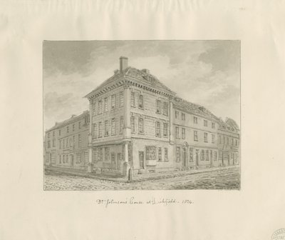 Lichfield - Lieu de naissance du Dr. Johnson : dessin à la sépia - John Chessell Buckler