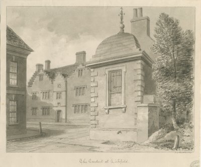 Lichfield - École des mineurs et Conduit : dessin à la sépia - John Chessell Buckler