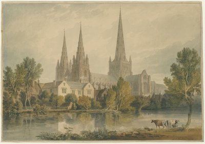 Cathédrale de Lichfield - Vue sud-ouest - John Chessell Buckler