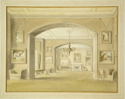 Galerie de tableaux à Tabley House, 1809 - John Chessell Buckler