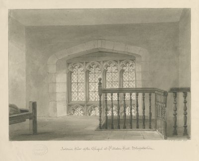 Pillaton Hall - Intérieur de la chapelle : dessin sépia, 1841 - John Chessell Buckler