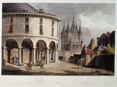 Le Temple de Paris - lithographie, début 19ème siècle - John Claude Nattes