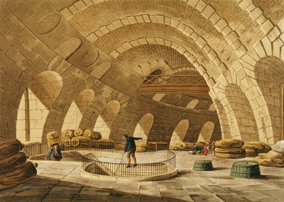 Le Magasin de Blé, Rue de Viarmes, gravé par I. Hill - John Claude Nattes