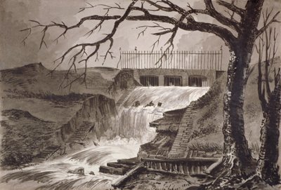 Vue de la sortie de la Serpentine, Hyde Park, Londres, 1818 - John Claude Nattes