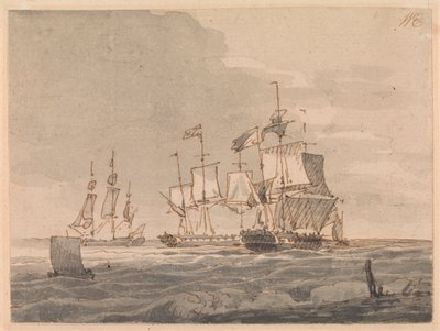 Navires de guerre au large de la côte - John Cleveley the Younger