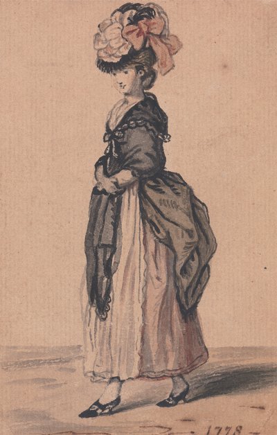 Une dame de mode avec un châle noir et des chaussures noires - John Collet