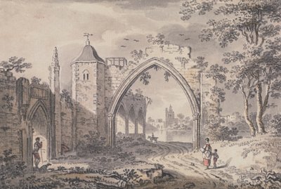 Ruines ecclésiastiques près de la Tamise (?) - John Collet