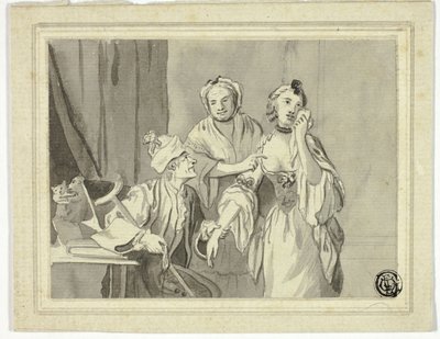 Illustration littéraire : Vieil homme détenant une jeune femme, qui est accompagnée d
