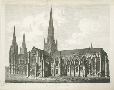 Cathédrale de Lichfield - Vue du sud-est (gravure) - John Coney