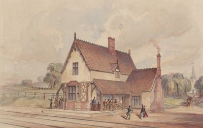 Gare rurale victorienne et passage à niveau - John Connell Ogle