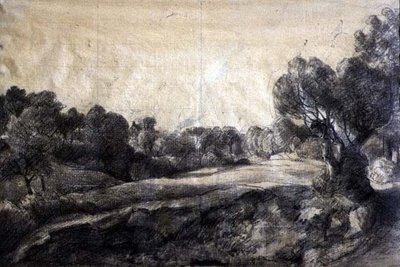 Un Vallon, c.1805 (craie noire sur papier chamois) - John Constable