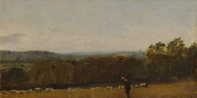 Un berger dans un paysage, regardant à travers Dedham Vale vers Langham - John Constable