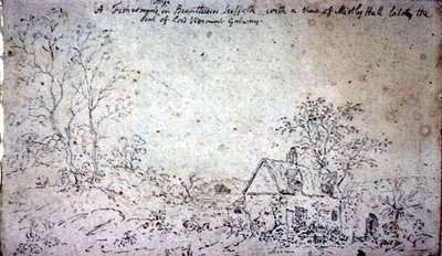 Cottage à Brantham, avec vue sur Mistley Hall - John Constable