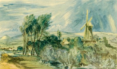 Ford Road et Rope Walk montrant le moulin à vent, près de Folkestone, 1947 - John Constable