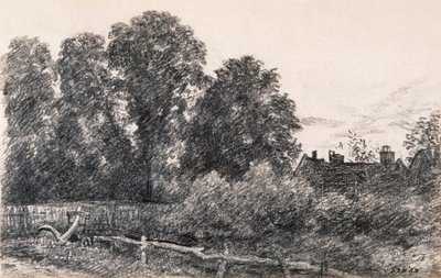 Paysage avec des ormes et une maison - John Constable