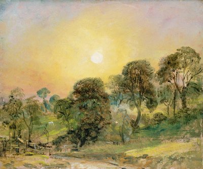 Arbres sur Hampstead Heath au coucher du soleil - John Constable