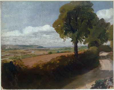 Vue de Dedham depuis le chemin menant de l