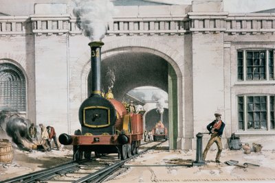 Entrée de la maison des locomotives, Camden Town, Londres, 1839 - John Cooke Bourne