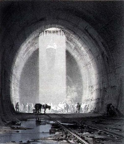 Puits de travail, tunnel de Kilsby, 8 juillet 1837, gravé par l