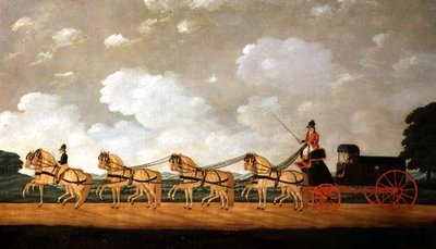 Le fourgon de Sa Majesté avec une équipe de huit rouans sur la route - John Cordrey
