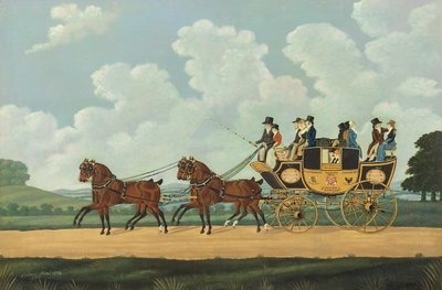 Diligence de J. et W. Chaplin de Douvres à Londres sur la route - John Cordrey
