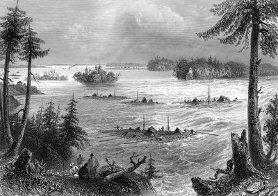 La jonction des rivières Ottawa et Saint-Laurent, Canada, 1842 - John Cousen