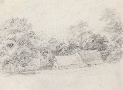 Deux bâtiments parmi les arbres - John Crome